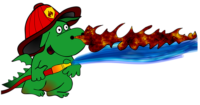 Firefighter Dragon Cartoon PNG
