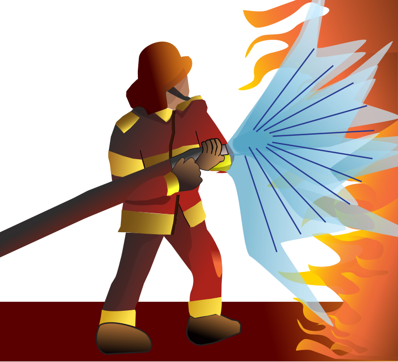 Firefighter Extinguishing Flames PNG