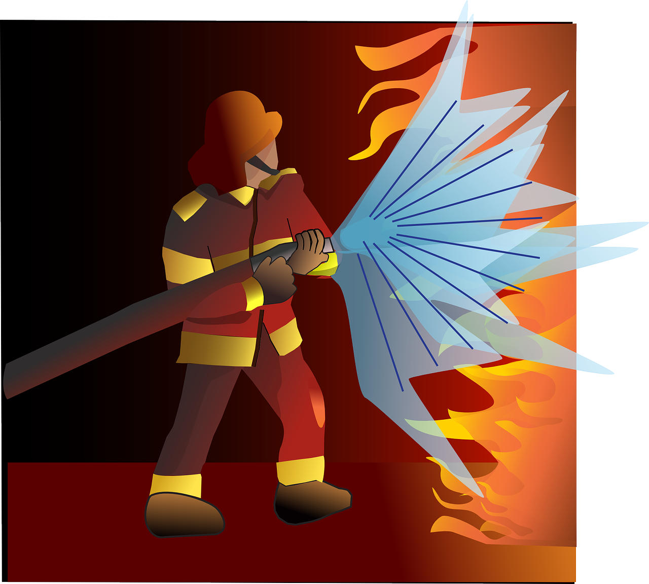 Firefighter Extinguishing Flames PNG