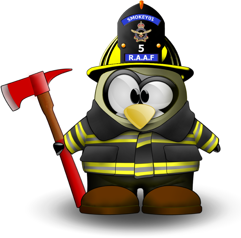 Firefighter Penguin Cartoon Character PNG