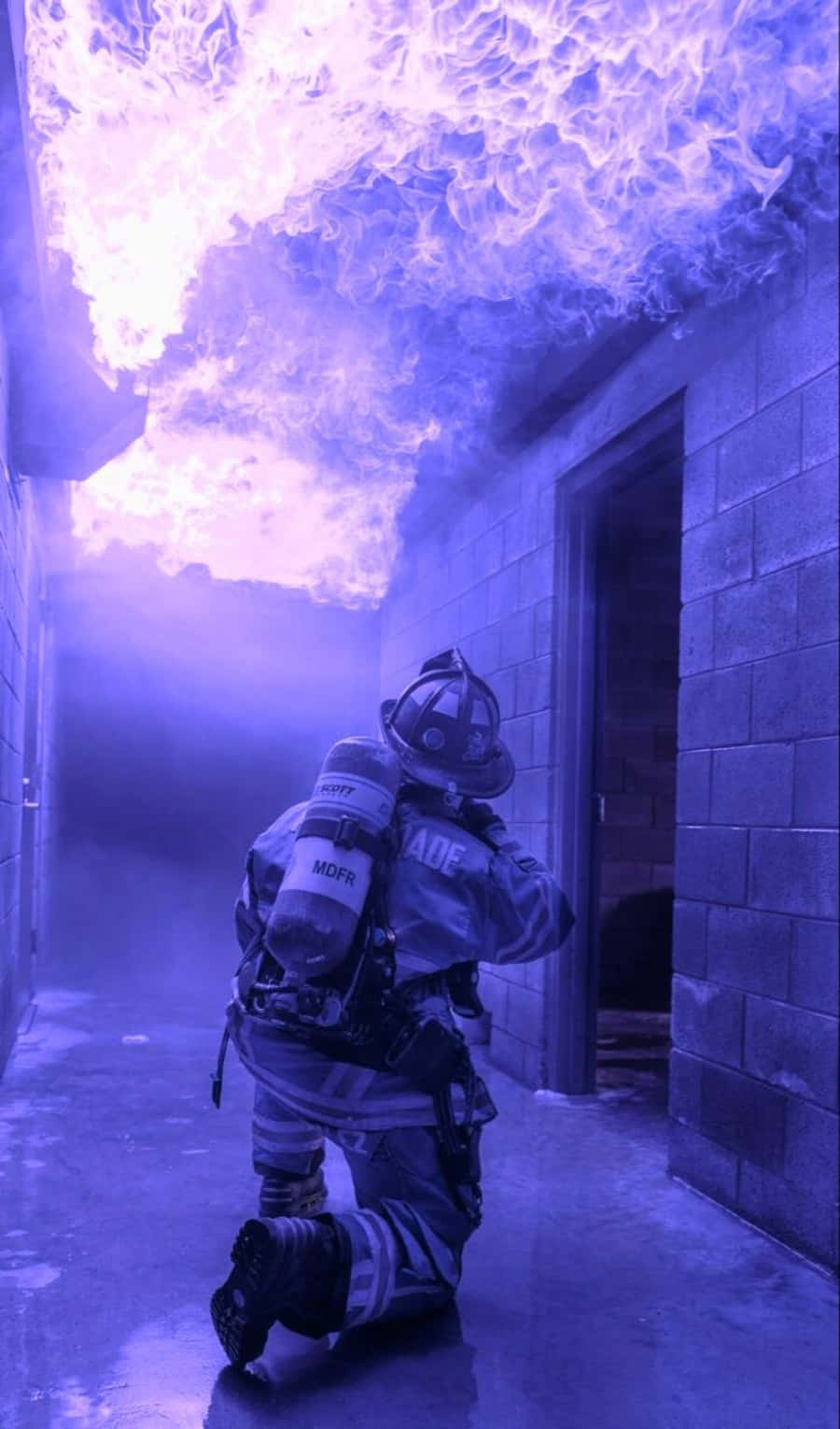 Firefighter Phone Purple Fire Aesthetic Wallpaper Wallpaper