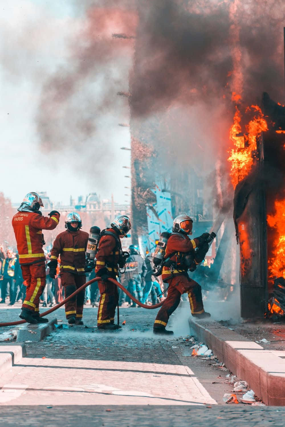 Feuerwehrtelefon Industrieller Brand Hintergrundbild Wallpaper