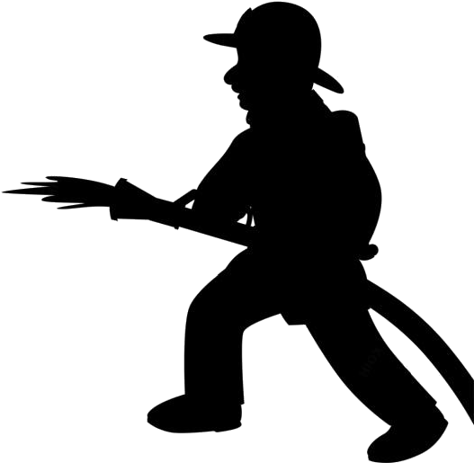 Firefighter Silhouette Holding Hose PNG