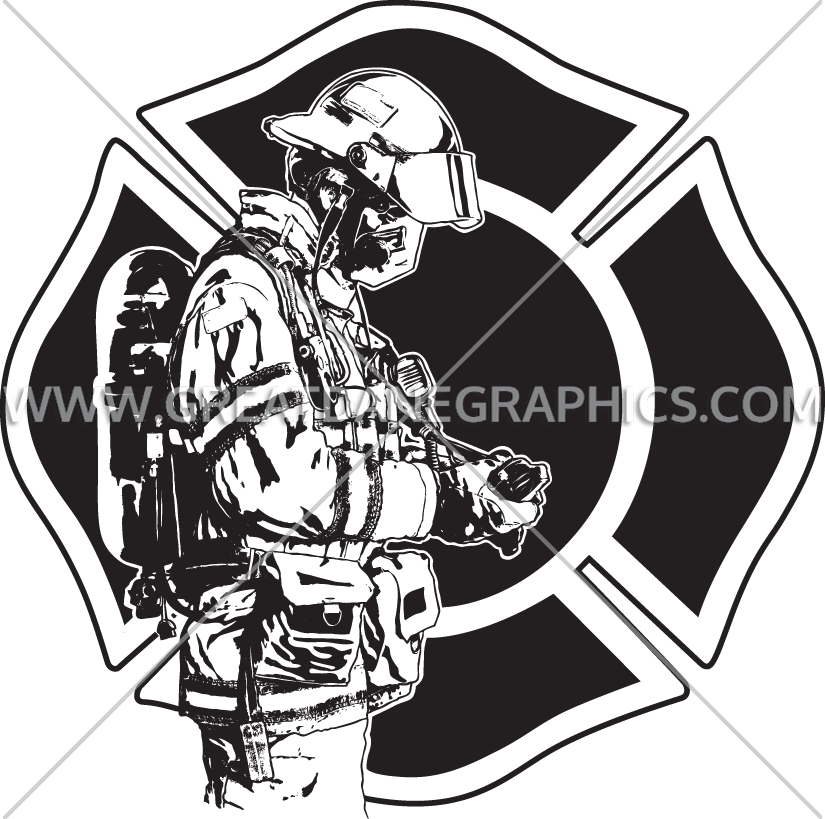 Firefighter Silhouette Maltese Cross PNG