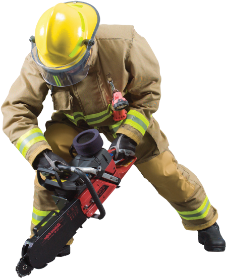 Firefighter With Rescue Tool PNG