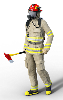 Firefighterin Full Gearwith Axe PNG