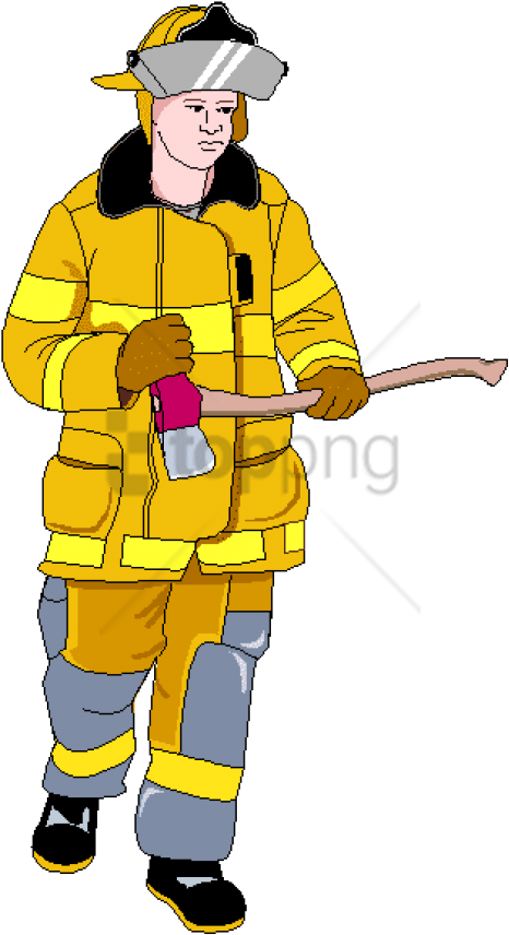 Firefighterin Gear Holding Hose.png PNG