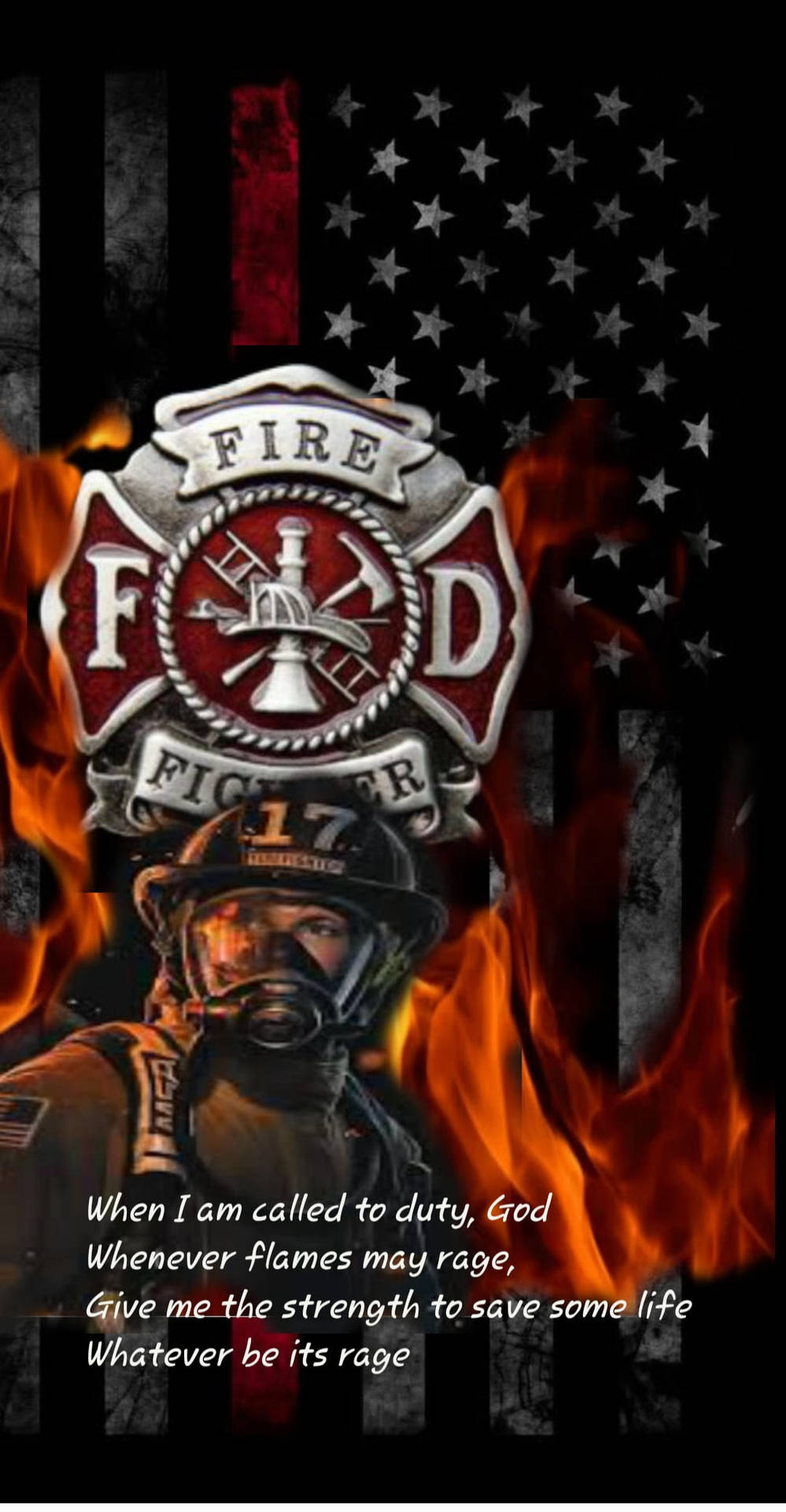 Firefighters Collage With Quote Wallpaper