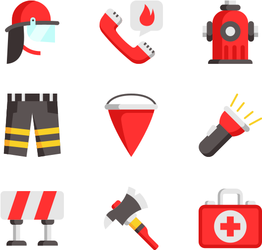 Firefighting Equipment Icons PNG