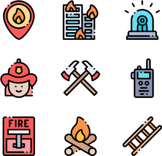 Firefighting Icons Set PNG