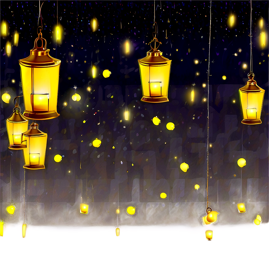 Fireflies And Lanterns Png 06122024 PNG