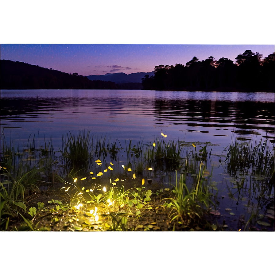 Fireflies By The Lake Png 06122024 PNG