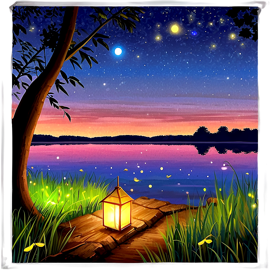 Fireflies By The Lake Png Tmk PNG