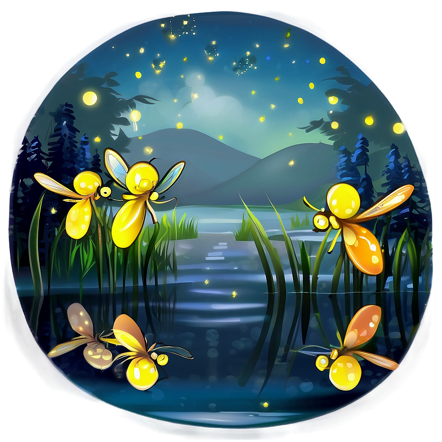 Fireflies Over Water Png Cim42 PNG