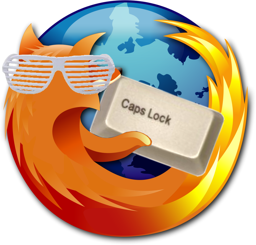 Firefox Mascot With Caps Lock Keyand Sunglasses PNG