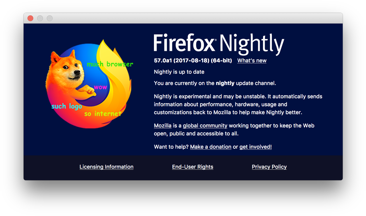 Firefox Nightly Doge Meme Interface PNG