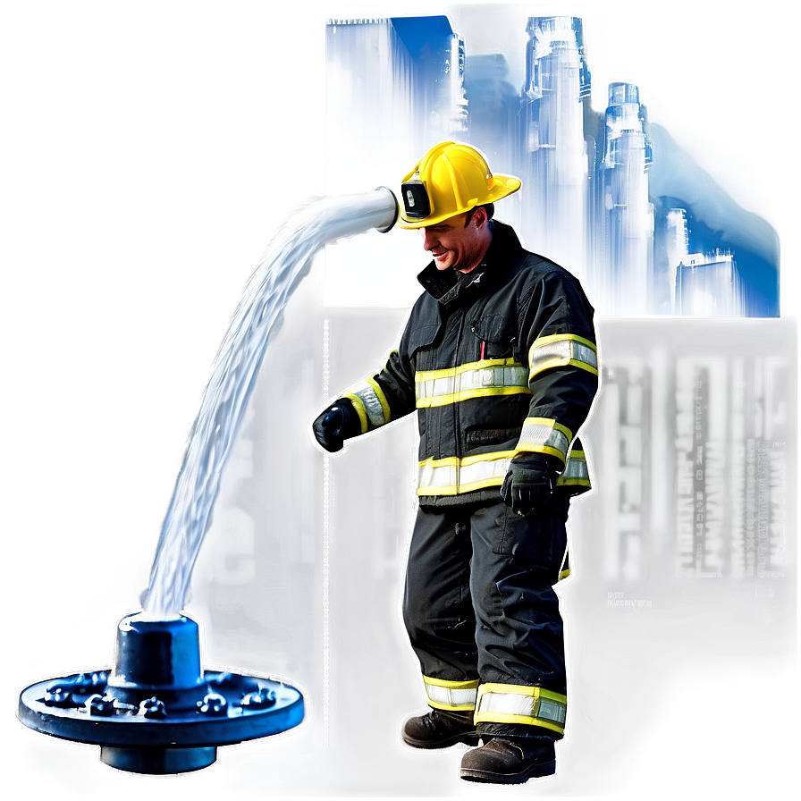 Fireman And Fire Hydrant Png 06252024 PNG