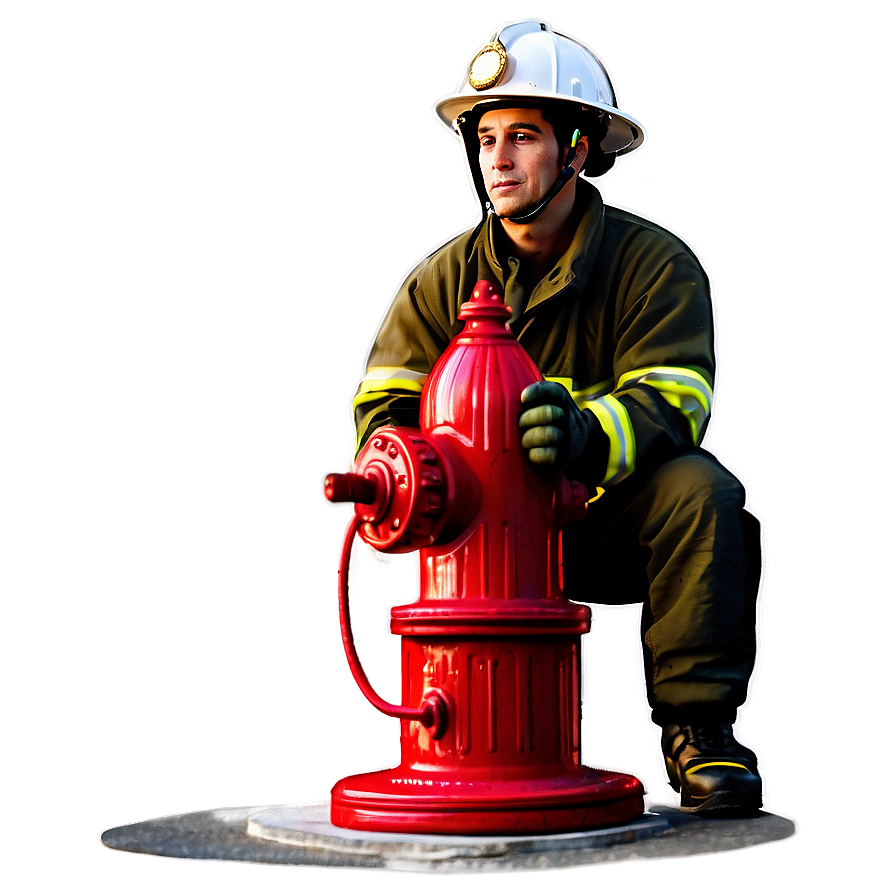 Fireman And Fire Hydrant Png 06252024 PNG