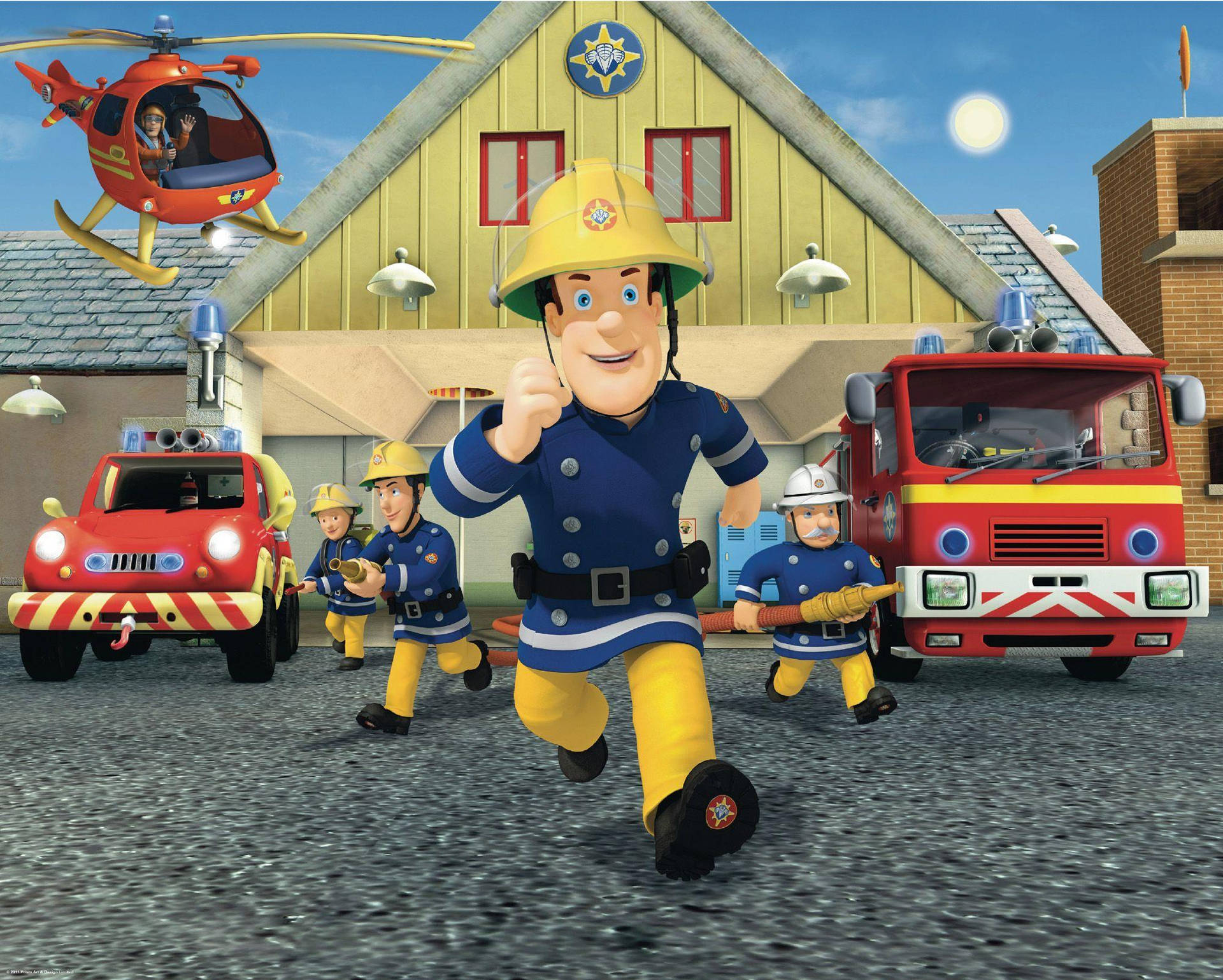 Fireman Sam Running Ready To Save The Day Wallpaper
