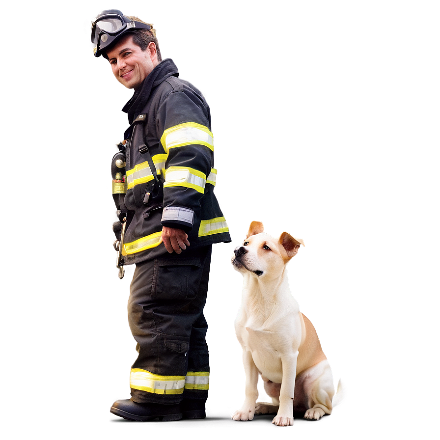 Fireman With Dog Png Trl PNG