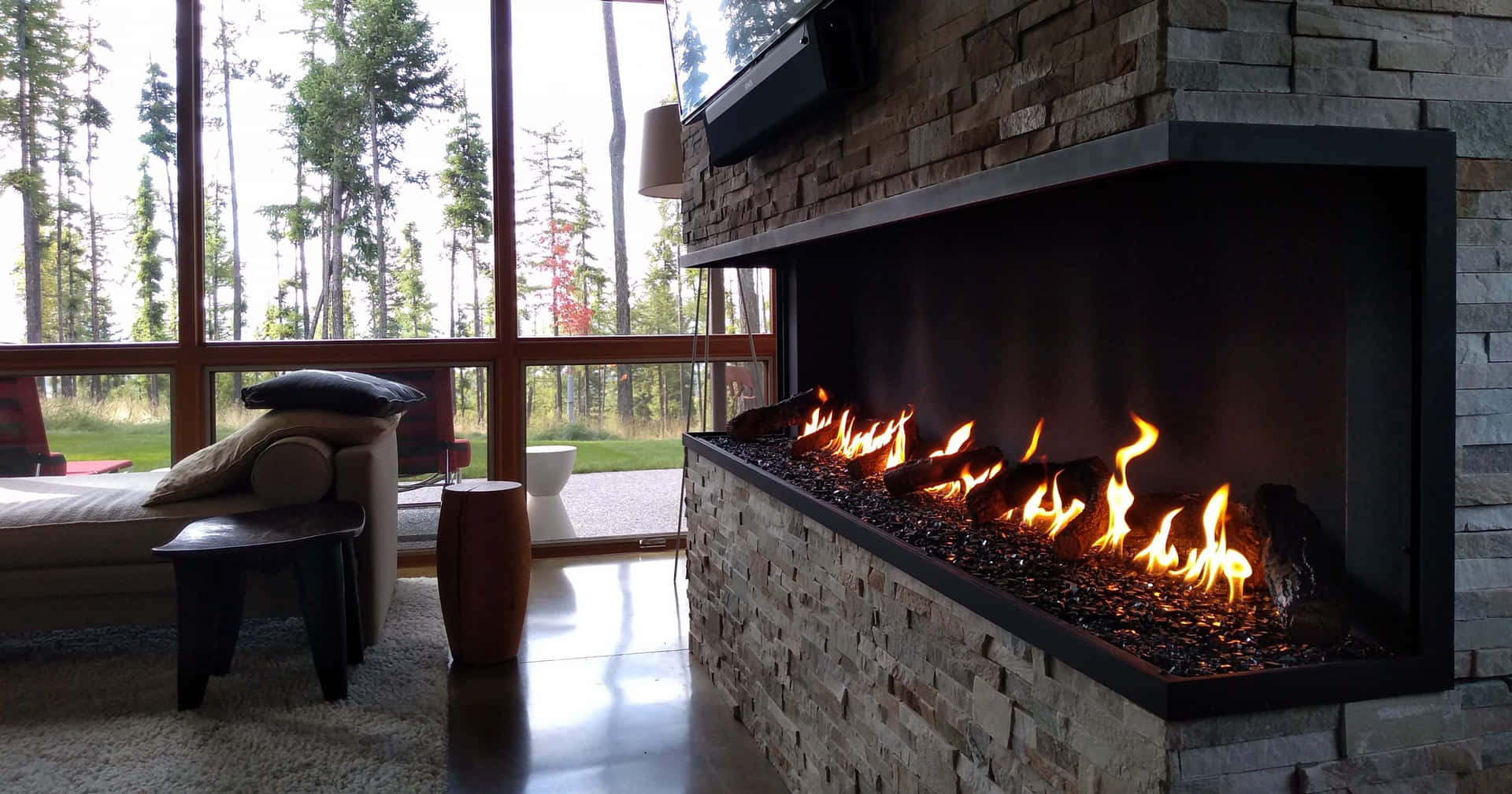 "Warm and Inviting Fireplace Zoom Background"