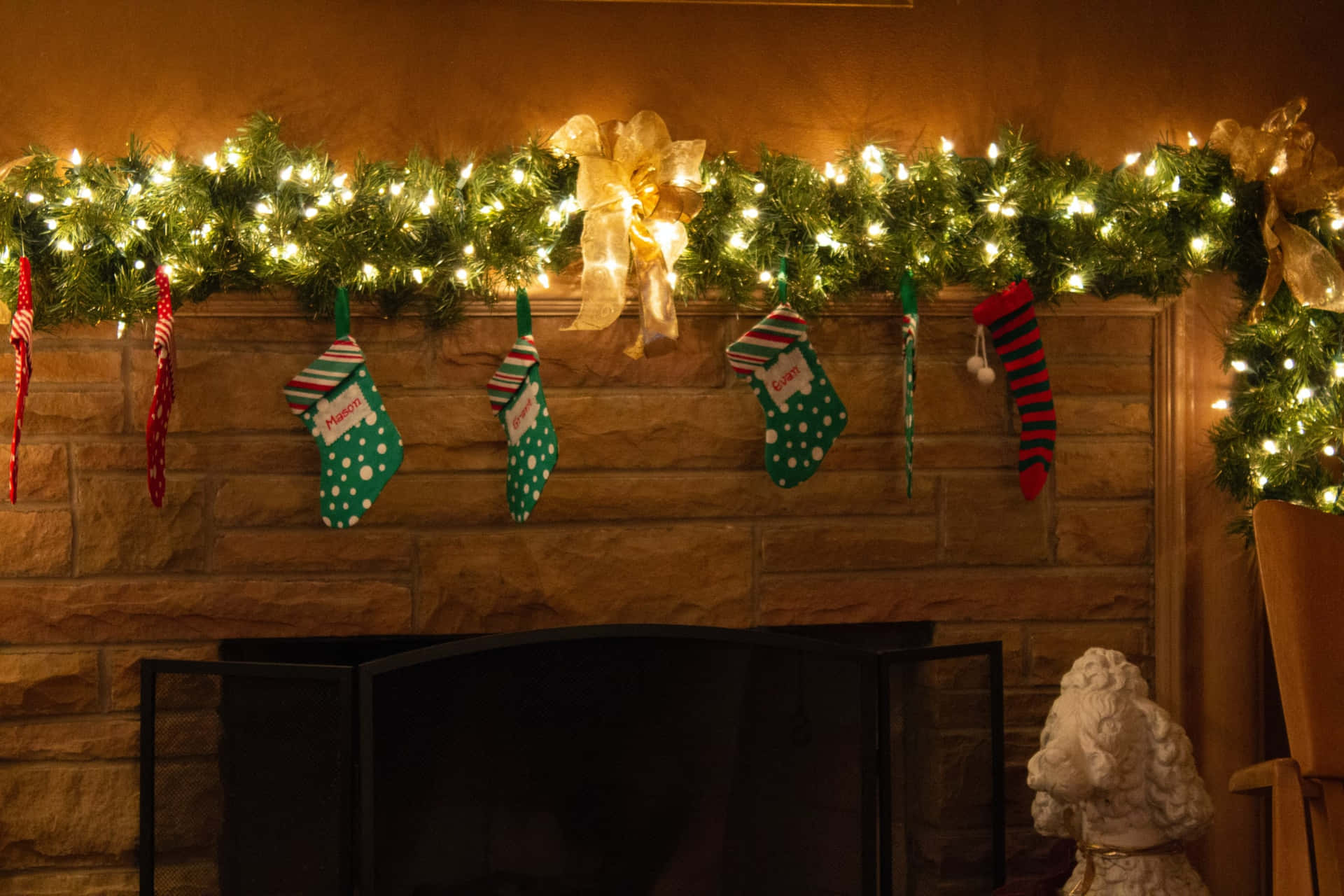 Fireplace Zoom Background Christmas Lights