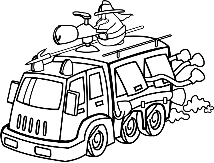 Firetruck Coloring Page PNG