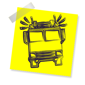 Firetruck Sketchon Yellow Background PNG