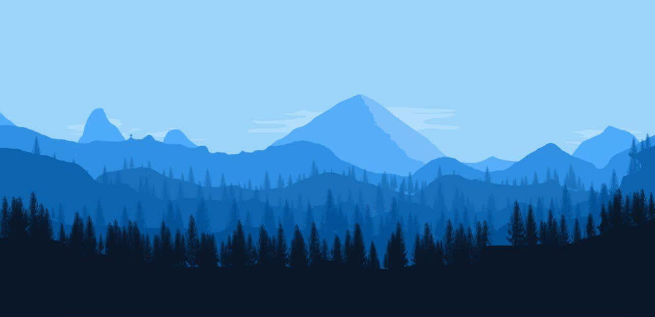 A Mountain Landscape With Trees And Mountains