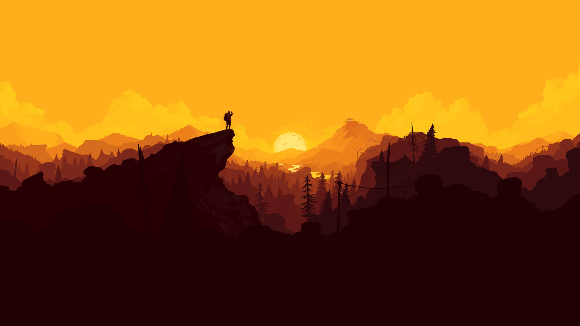 Henry exploring the beauty of nature in the beautiful game Firewatch Wallpaper