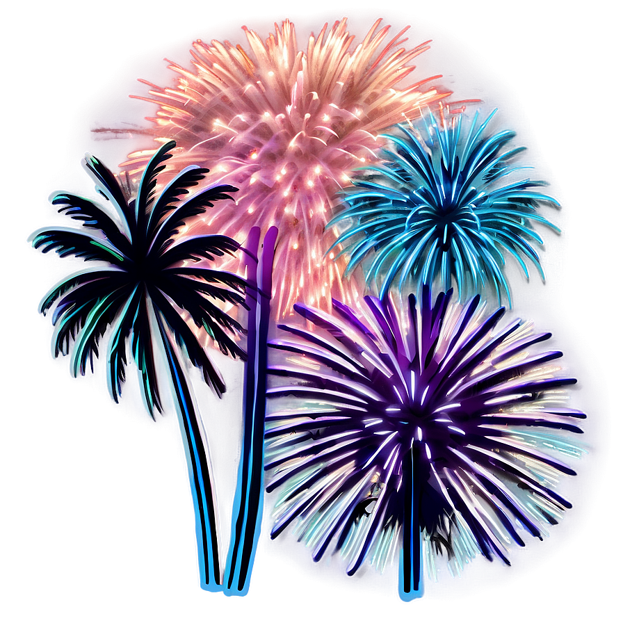 Fireworks And Palms Png 06112024 PNG