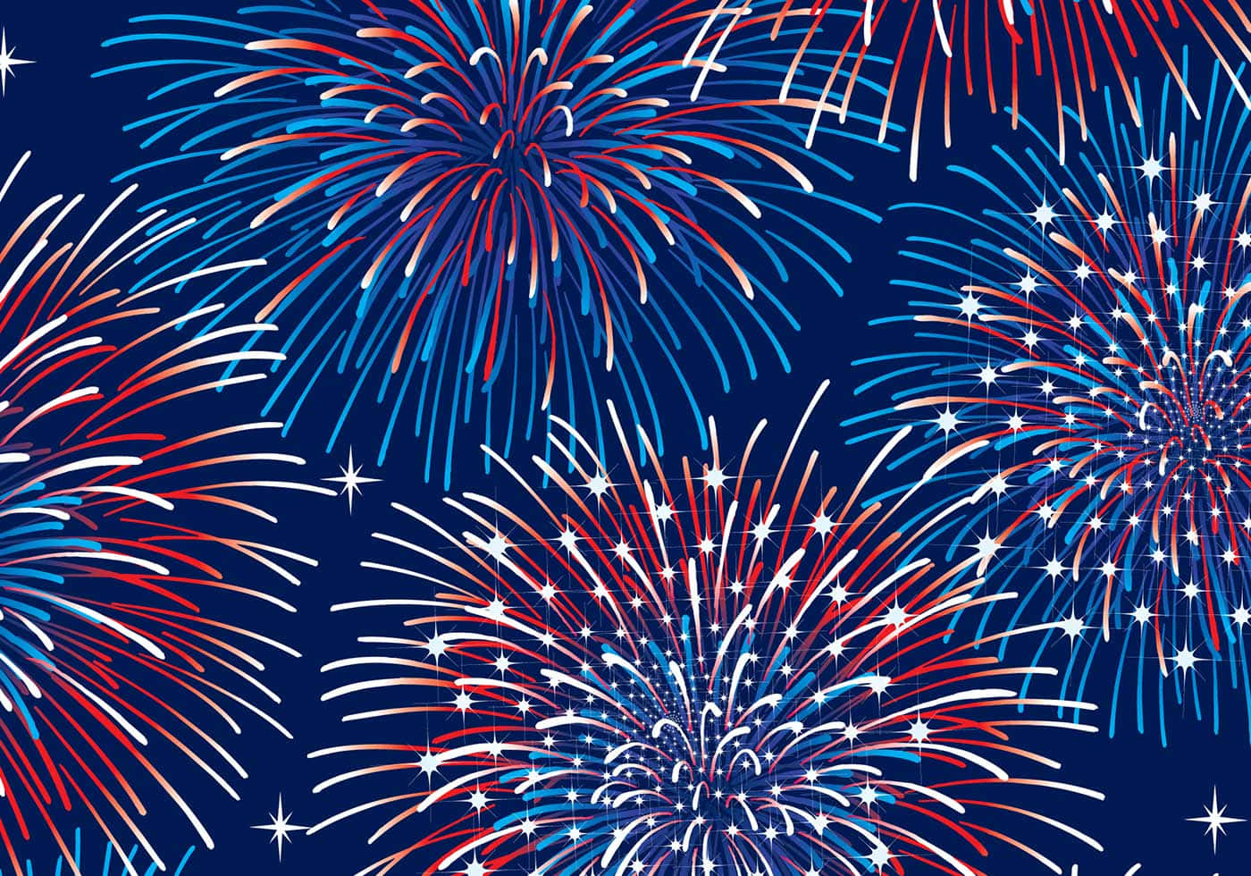 Blue With Red And White Fireworks Background