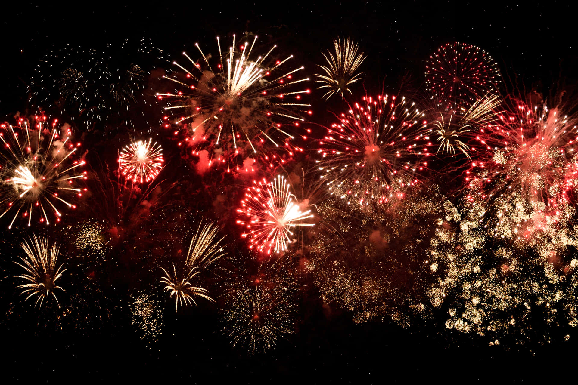 Red And Gold Fireworks Background