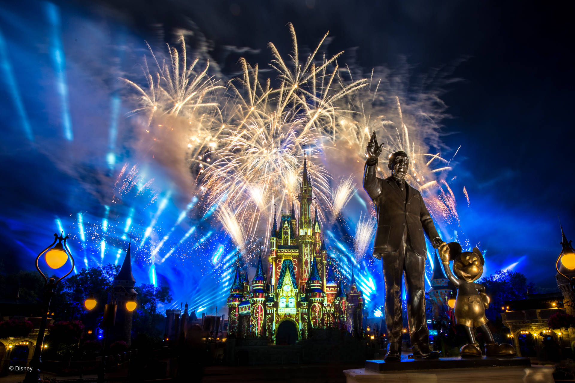 Fireworks Display At Walt Disney World Desktop