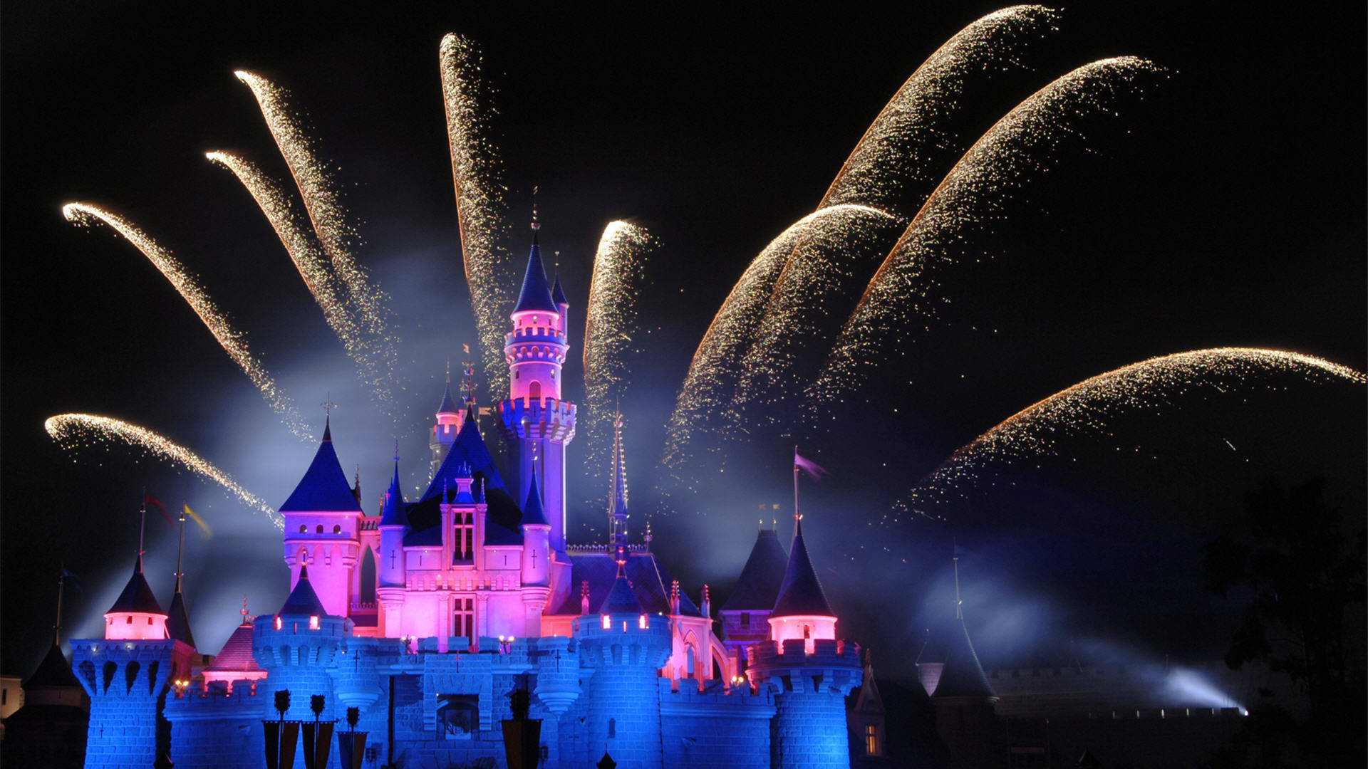 Fireworks Display Disney Castle Night Wallpaper