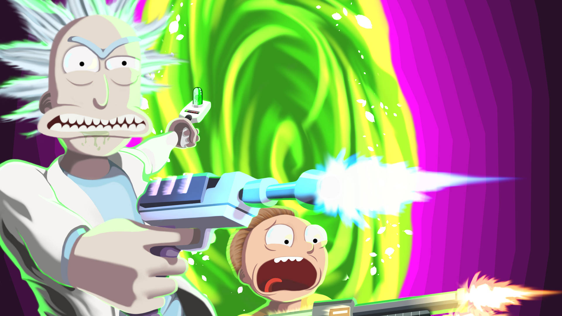 Firing Guns Rick And Morty Pc 4k Background