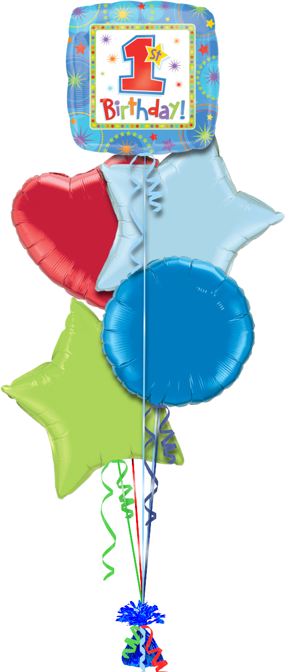 First Birthday Balloon Bouquet PNG