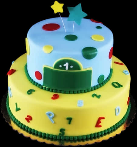 Colorful_ First_ Birthday_ Cake PNG
