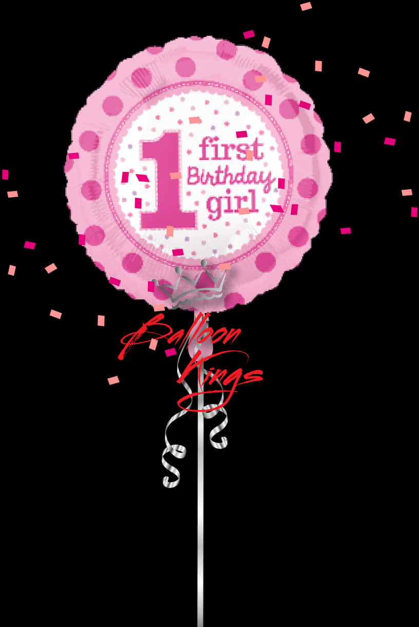 First Birthday Girl Balloon PNG