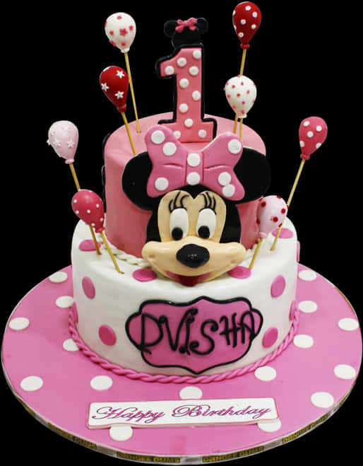 First Birthday Minnie Mouse Cake PNG