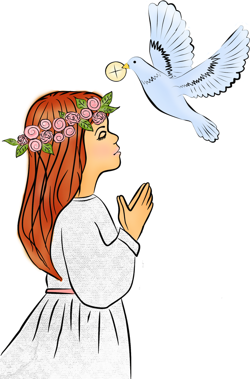 First Communion Girl Dove Eucharist PNG