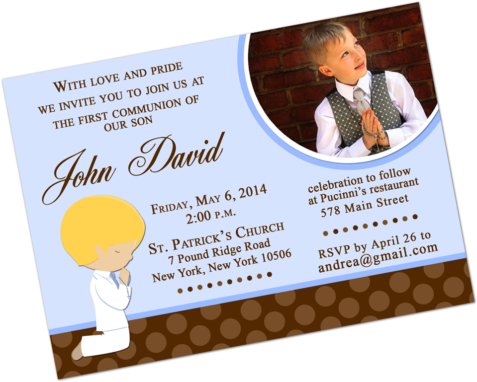 First Communion Invitation Card PNG