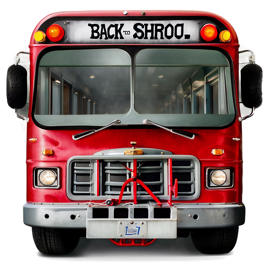 First Dayof School Red Bus Front View PNG