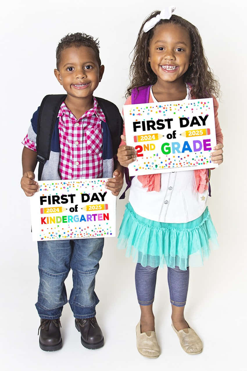 Eerste Dag Van School Broers En Zussen Achtergrond