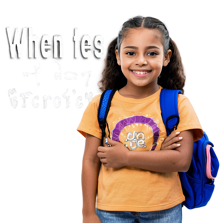 First Dayof School Smiling Girlwith Backpack PNG