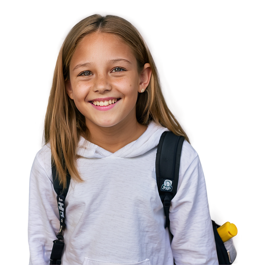 First Dayof School Smiling Girlwith Backpack PNG