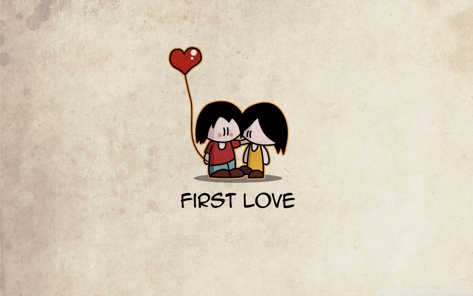 First Love Cartoon Illustration Wallpaper