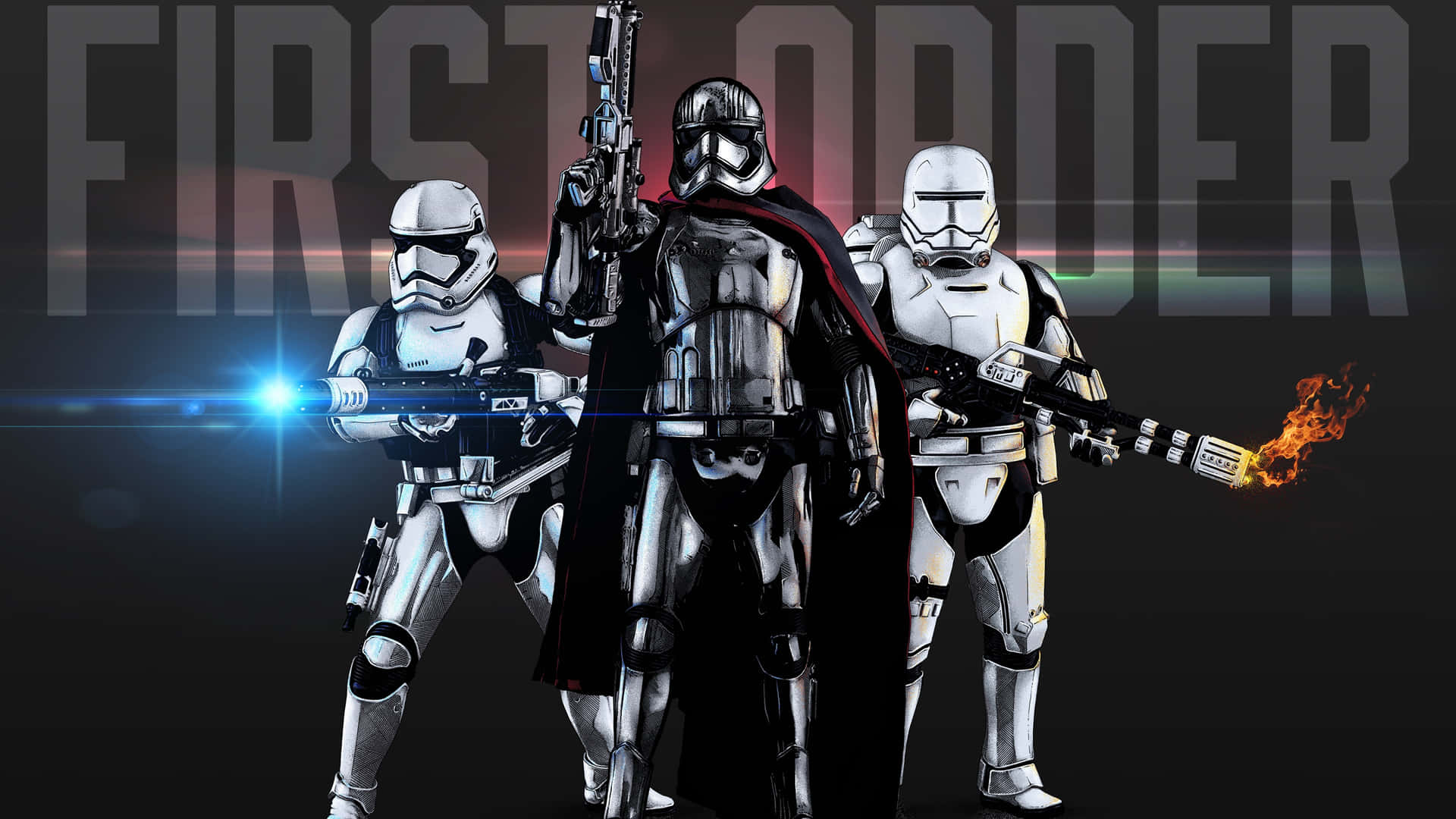 A group of First Order soldiers on battle-ready stance in an intense scene Wallpaper
