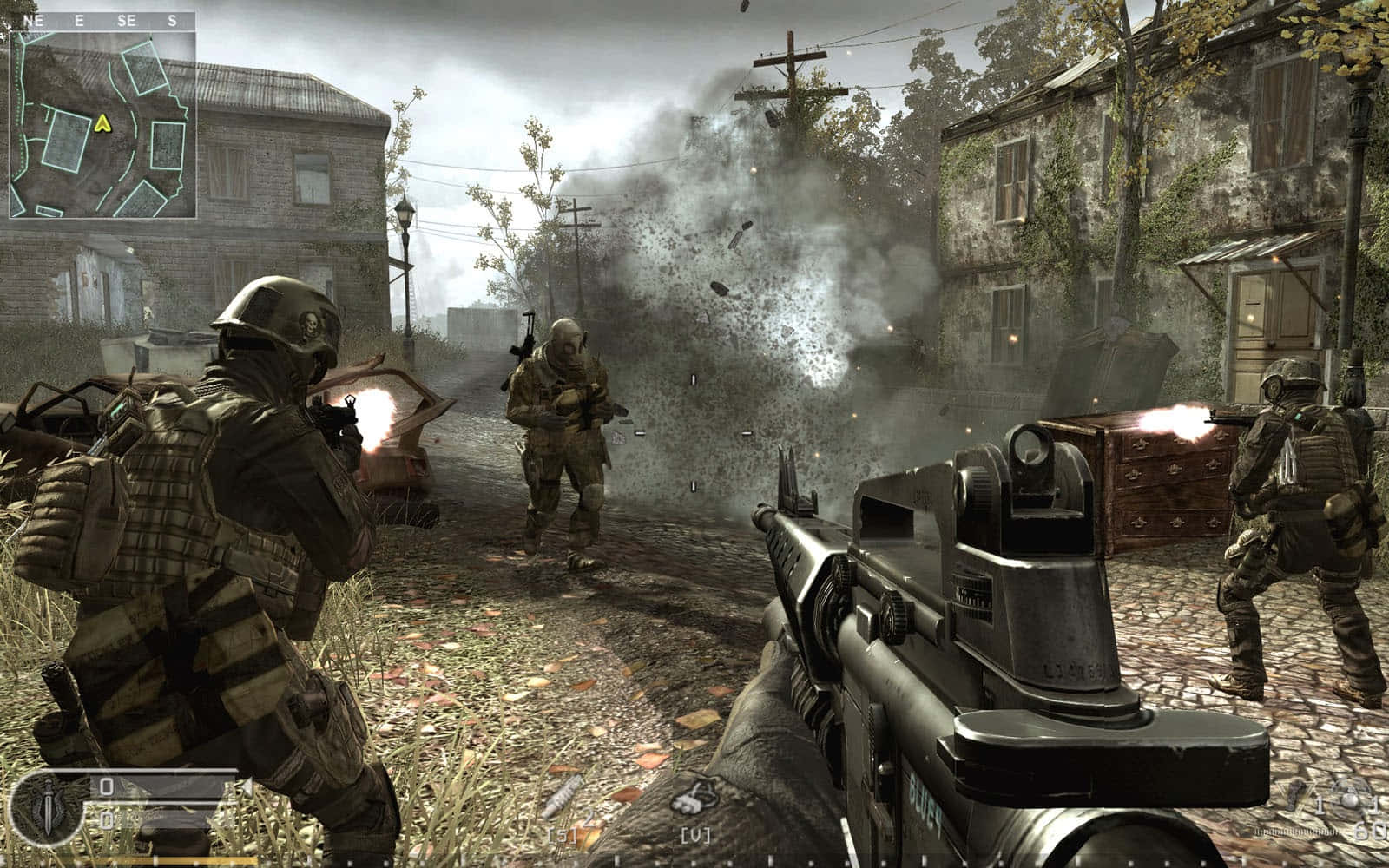 First-person shooter game in action Wallpaper