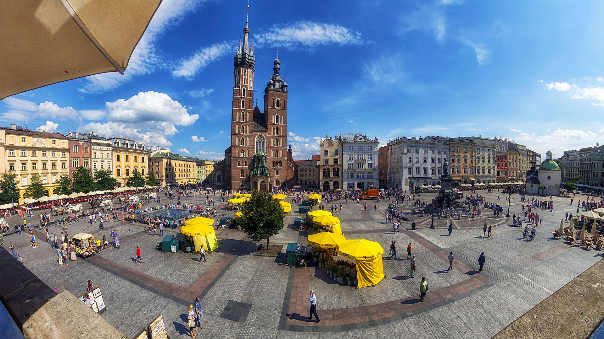 Fish-eye View Of Main Square, Krakow Poland Wallpaper